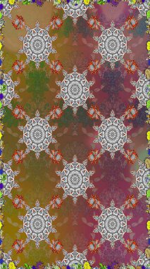 Tomurcukları çiçek olan sevimli bir çiçek deseni. Raster. Eski usul. Kumaş, tekstil, duvar kağıdı baskısı için. Kusursuz bir geçmişi var. Raster illüstrasyonu.