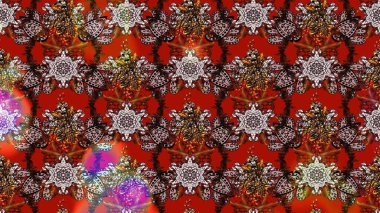 Suluboya çiçekli çiçek deseni. Kahverengi, kırmızı ve nötr renklerde Asya tekstili. Raster illüstrasyonu.