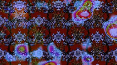 Raster deseni. Bahar çiçekleri dallı desen, kahverengi ve mavi renkler çiçekli siluet.