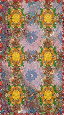 Düz Çiçek Elementleri Tasarımı. Çiçekli kusursuz retro desen. Tarafsız ve kahverengi renkte çiçekler. Renkli Yaz Temalı Kusursuz Arkaplan.