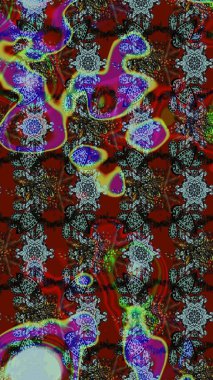 Raster Illustrasyon 'daki Çiçek Deseni' nin son moda çizimi. Kırmızı ve kahverengi renkte çiçekler. Düz Çiçek Elementleri Tasarımı. Renkli Yaz Teması çizim şablonu.