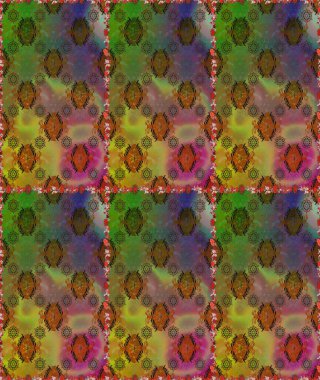 Şirin çiçekli, desenli, kahverengi ve yeşil renklerde renksiz desenler. Tekstil için dikişsiz suluboya desen. El çizimi çiçek pürüzsüz desen (taş)).