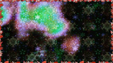 Raster illüstrasyonu. Siyah ve gri kıvırcık çiçekler siyah ve gri renkte şekillenir. Klasik çiçek tasarım elementleri.