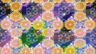 Çiçekler suluboya eskiz deseni. Raster Stili kumaş deseni.