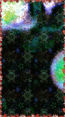 Raster illüstrasyonunda kusursuz çiçek deseni. Suluboya tarzında siyah ve mavi renkte çiçekler.