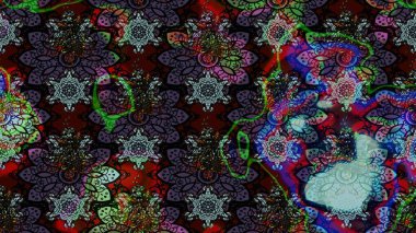 Düz Çiçek Elementleri Tasarımı. Süslü kumaş deseni. Renkli Bahar Teması eskiz kalıbı. Raster illüstrasyonunda çiçek deseni çizimi.