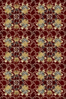 Barok tarzında kusursuz bir doğulu süsü. Kahverengi, kırmızı ve bej renklerde altın elementler. Geleneksel klasik raster altın pürüzsüz desen.