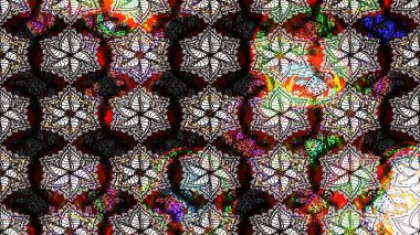 Kabile sanatı boho baskısı, klasik çiçek arkaplanı. Arkaplan dokusu, duvar kağıdı, çiçek temalı siyah renkler. Soyut etnik raster çizim kalıbı.