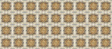 Dekoratif simetri arabesk. Doğum günü kartı, davetiye ya da afiş için iyidir. Raster illüstrasyonu. Bej, gri ve nötr renklerde altın. Kusursuz ortaçağ çiçek desenleri..