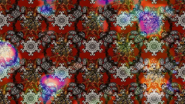 Floral sketch pattern background. Flat Flower Elements Design Raster illustration. Flowers on brown and gray colors. Colour Spring Theme sketch pattern Background.