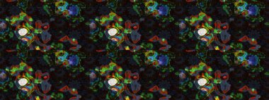 Raster illüstrasyonu. Şirin çiçek elementleri. Siyah ve gri renkli çiçekler. Çizim.