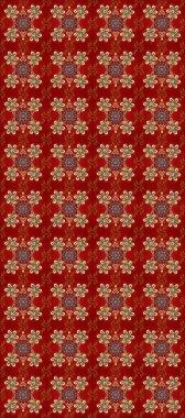 Raster altın desen. Kusursuz kıvırcık saçlar. Doğulu stili altın deseni altın elementli kırmızı, kahverengi ve bej renklerde arabesliyor..