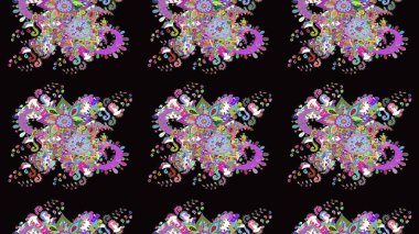 Siyah renkli çiçekler. Çiçek desenli eskiz, darbeler, sıçramalar, yaz çiçekleri. Raster illüstrasyonu.