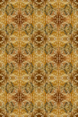 Klasik raster sarısı, kusursuz desen. Çiçek süsü kumaş deseni, cam, çiçek desenli metal bej, kahverengi ve sarı renklerde altın elementler..