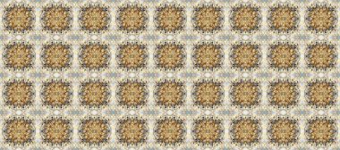 Bej, gri ve nötr renklerde altın. Kusursuz ortaçağ çiçek deseni. Doğum günü kartı, davetiye ya da afiş için iyidir. Raster illüstrasyonu. Dekoratif simetri arabesk.