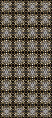 Gri, kahverengi ve bej renkli geleneksel Arap dekoru. Süslü dantel iz sürücü. Çiçekli süslemeli Raster. Doğu tarzında klasik tasarım öğesi. Duvar kağıdı için altın süslü illüstrasyon.