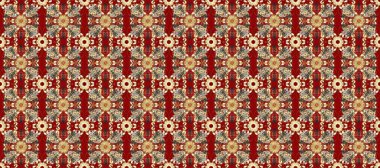 Kırmızı, bej ve kahverengi renklerde altın. Raster illüstrasyonu. Dekoratif simetri arabesk. Doğum günü kartı, davetiye ya da afiş için iyidir. Kusursuz ortaçağ çiçek desenleri..