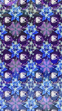 Raster deseni. Süslü kumaş deseni. Çiçekli çiçek deseni, suluboya..