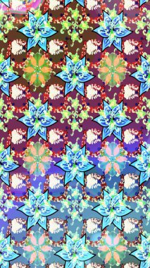 Mavi ve nötr renklerde çiçekler. Çiçekli karalama şeklinde Raster çiçek deseni. Yumuşak, bahar çiçekli arka plan.