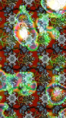 Renkli Bahar Teması eskiz kalıbı. Yeşil ve kahverengi renkli çiçekler. Düz Çiçek Elementleri Tasarım Raster illüstrasyonu. Çiçek eskiz kalıbı geçmişi.