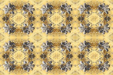 Raster geleneksel oryantasyon süsü. Kusursuz klasik altın desen. Altın desenli gri, sarı ve bej renklerde altın elementler.