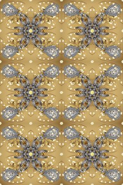 Geleneksel oryantasyon süsü. Kusursuz klasik bej, gri, nötr ve altın desenli. Klasik vintage arkaplan.