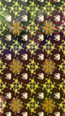 Çizim kalıbı. Hint süsü. Çiçek duvar kağıdı. Renkli süs kenarı. Kahverengi renklerde. Raster illüstrasyonu.