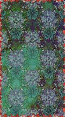 Süslü kumaş deseni. Düz Çiçek Elementleri Tasarımı. Raster illüstrasyonunda kusursuz çiçek deseni. Renkli Bahar Teması Kusursuz Arkaplan.