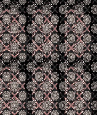 Raster illüstrasyonu. Çiçek ve yapraklı karalama şeklinde Raster çiçek deseni. Gri renkte bahar çiçekleri..