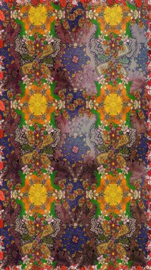 Renkli Bahar Teması eskiz kalıbı. Raster illüstrasyonundaki çiçek desenli çizim. Düz Çiçek Elementleri Tasarımı. Kahverengi ve gri renkte çiçekler.