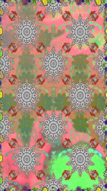 Elle çizilmiş çiçek deseni (fayans). Şirin çiçekli, desenli, gri ve pembe renklerde renksiz bir desen. Tekstil için suluboya desensiz.