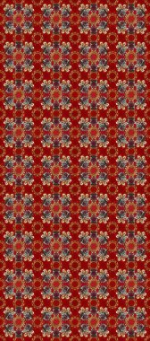 Raster geometrik arka plan. Kırmızı, kahverengi ve gri renklerde, altın çiçekli altın desenler. Altın rengi, kusursuz çizim. Senin tasarımın için, duvar kağıdı..