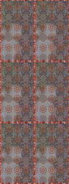 Renkli Bahar Temalı Kusursuz Arkaplan. Gri renkli çiçekler. Düz Çiçek Elementleri Tasarımı. Sevimli çiçek raster deseni.