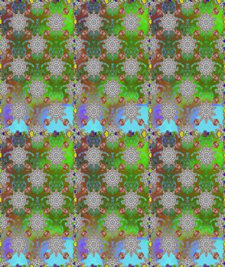 Çiçekli karalama şeklinde Raster çiçek deseni. Yumuşak, bahar çiçekli arka plan. Yeşil ve gri renkte çiçekler.