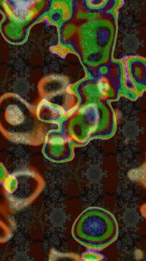 Raster illüstrasyonu. Kahverengi ve gri renklerde. 3D çiçekler, çizim.