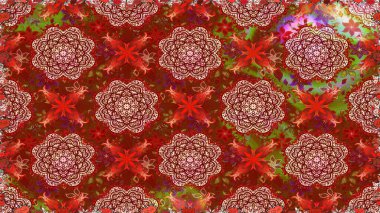 Şirin çiçek elementleri. Kırmızı ve kahverengi renkte çiçekler. Kusursuz. Raster illüstrasyonu.