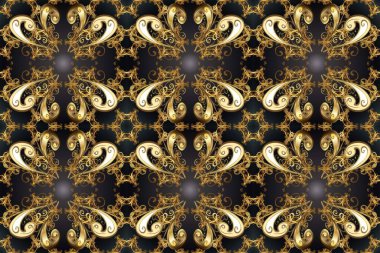 Raster illüstrasyonu. Dekoratif simetri arabesk. Doğum günü kartı, davetiye ya da afiş için iyidir. Kusursuz ortaçağ çiçek deseni. Bej, gri ve kahverengi renklerde altın.