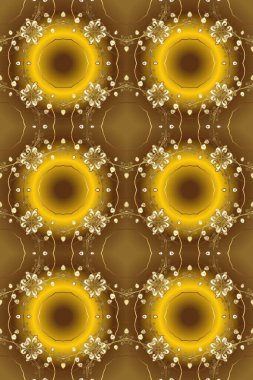 Geleneksel klasik altın desen. Raster oryantal süs. Barok tarzında kusursuz bir doğulu süsü. Kahverengi, sarı ve bej renklerde altın desenli altın elementler.