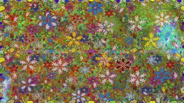 Raster - stok. Yeşil ve kahverengi çiçekli kusursuz desen, suluboya çiçek deseni, sevimli çiçek, duvar kağıdı, kart veya kumaş için fayanslı.