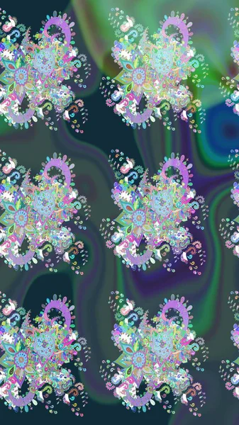 Çiçekli karalama şeklinde Raster çiçek deseni. Nazik, sevimli çiçek arkaplanı. Mavi renkte çiçekler.