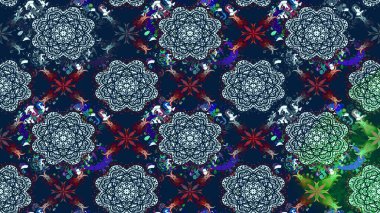 Mavi renklerde. Çiçekli güzel suluboya desen. Raster illüstrasyonu.