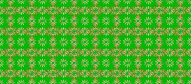 Yeşil ve kahverengi renklerde altın element. Barok tarzında altın çiçekli süs. Damask pürüzsüz yineleme kalıbı. Antika altın tekrarlanabilir duvar kağıdı.