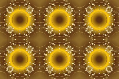 Geleneksel klasik altın desen. Barok tarzında kusursuz bir doğulu süsü. Kahverengi, sarı ve bej renklerde altın desenli altın elementler. Raster doğulu süsü.