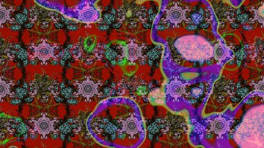 Küçük çiçekteki sevimli çiçek deseni. Robot resim. Raster illüstrasyonu.