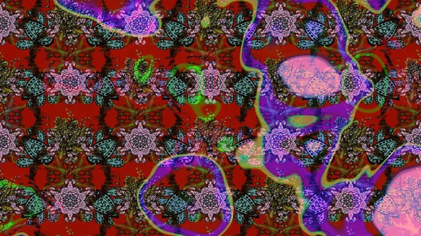 Küçük çiçekteki sevimli çiçek deseni. Robot resim. Raster illüstrasyonu.