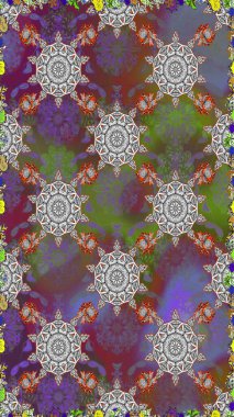 Raster illüstrasyonunda kusursuz çiçek deseni. Gri renkli çiçekler. Düz Çiçek Elementleri Tasarımı. Renkli Bahar Teması Kusursuz Arkaplan.