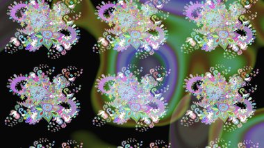 Şirin karalamalı çiçek desenli çizim. Eskiz stili yeşil renkler. El yapımı çiçek ve bitki koleksiyonu. Raster illüstrasyonu. Raster illüstrasyonu.