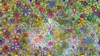 Yeşil ve nötr renklerde Asya tekstil tarzında. Kusursuz çiçek deseni. Raster illüstrasyonu.