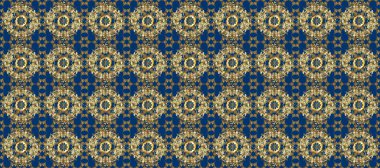 Kusursuz klasik raster mavisi, kahverengi ve altın desenli. Klasik klasik klasik arka plan. Geleneksel oryantasyon süsü.