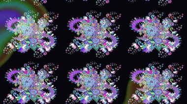 Raster illüstrasyonu. Çiçekli güzel suluboya desen. Siyah renklerde.